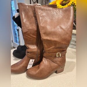 Stylish Brown Over the Knee Boots size 10 extra wide calf tall boots